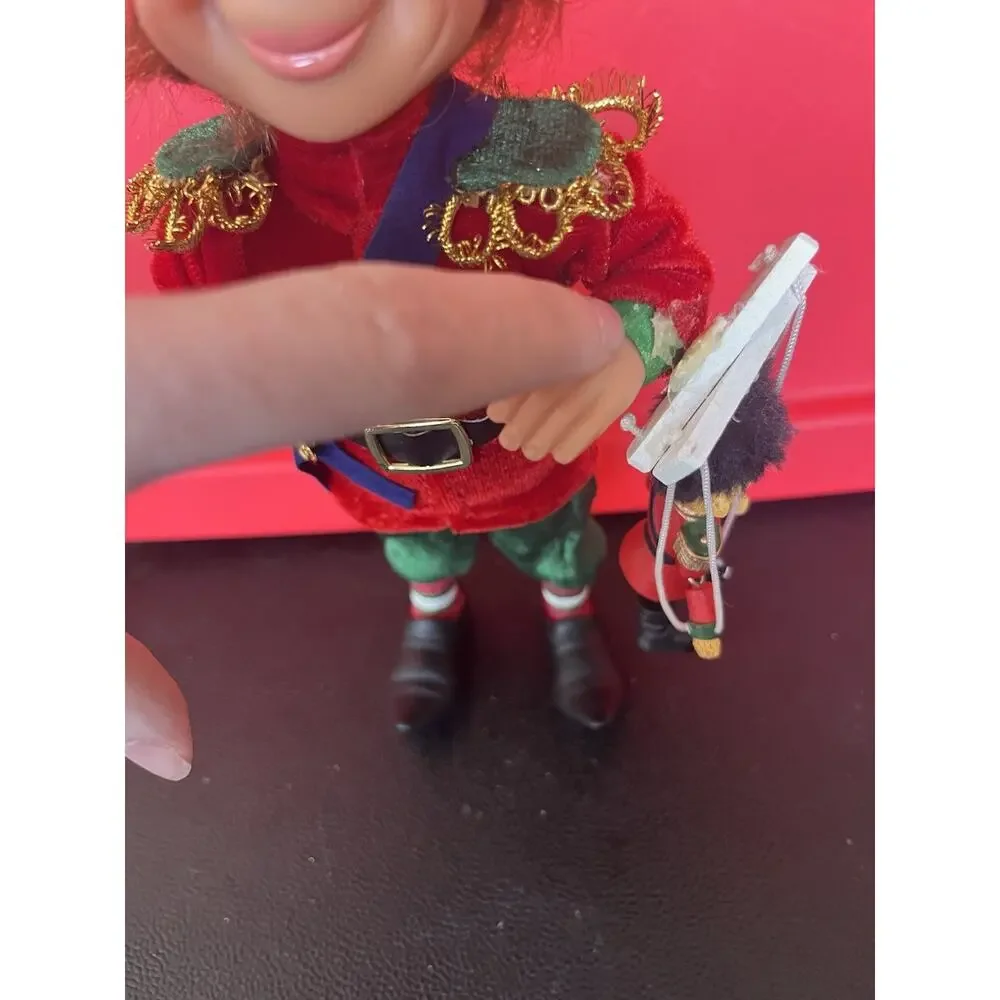 Karen Didion Rare Christmas Elf Shelf Sitter Posable Holding Puppet Vtg